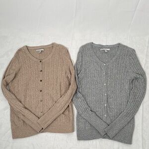 Bundle Old Navy Set Of 2 Cardigans - long sleeves Beige and Gray Wardrobe Basics